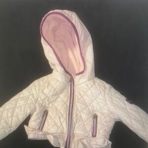 Quilted Hooded Jacket with Pink Accents